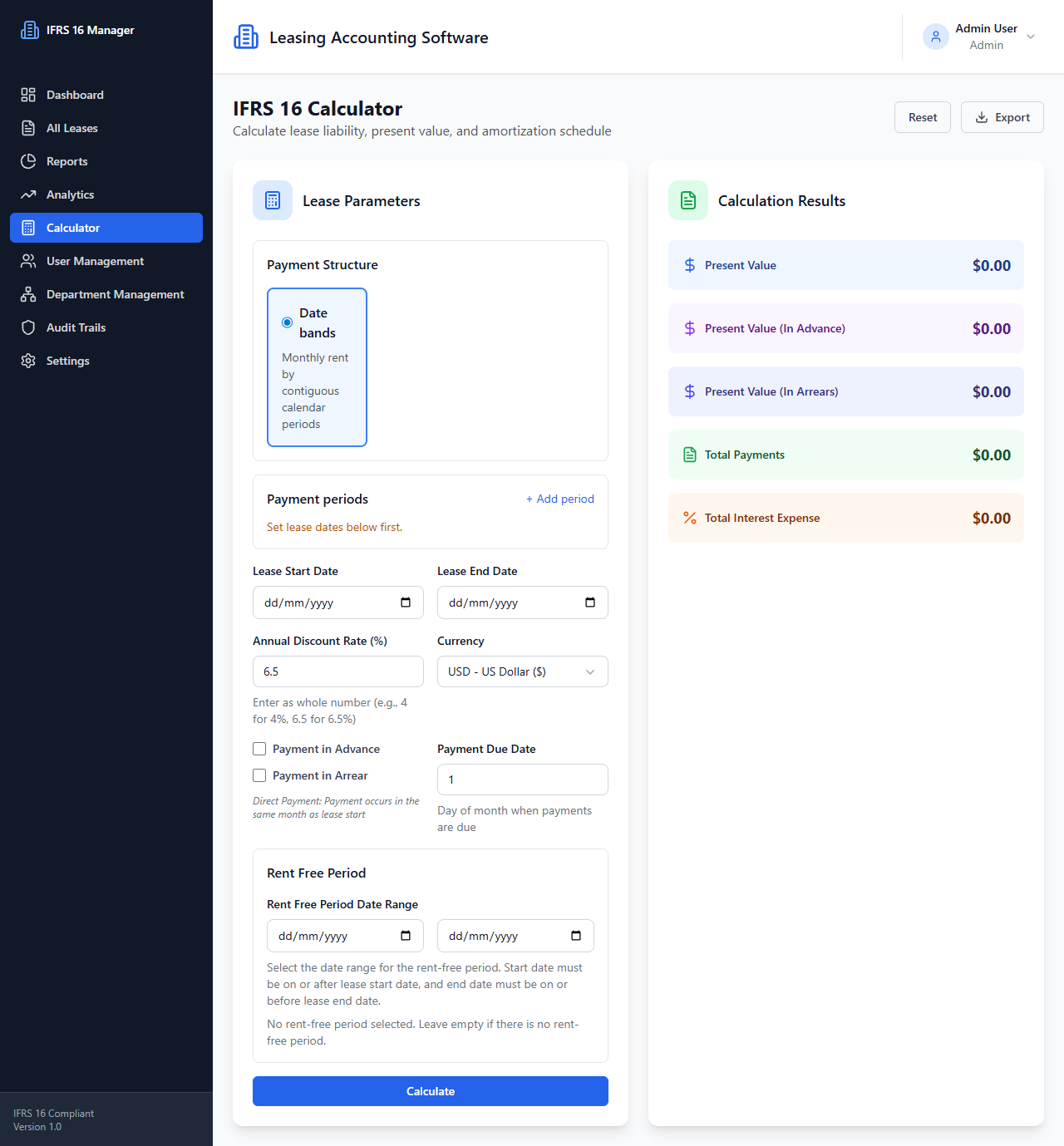 Calculator page screenshot