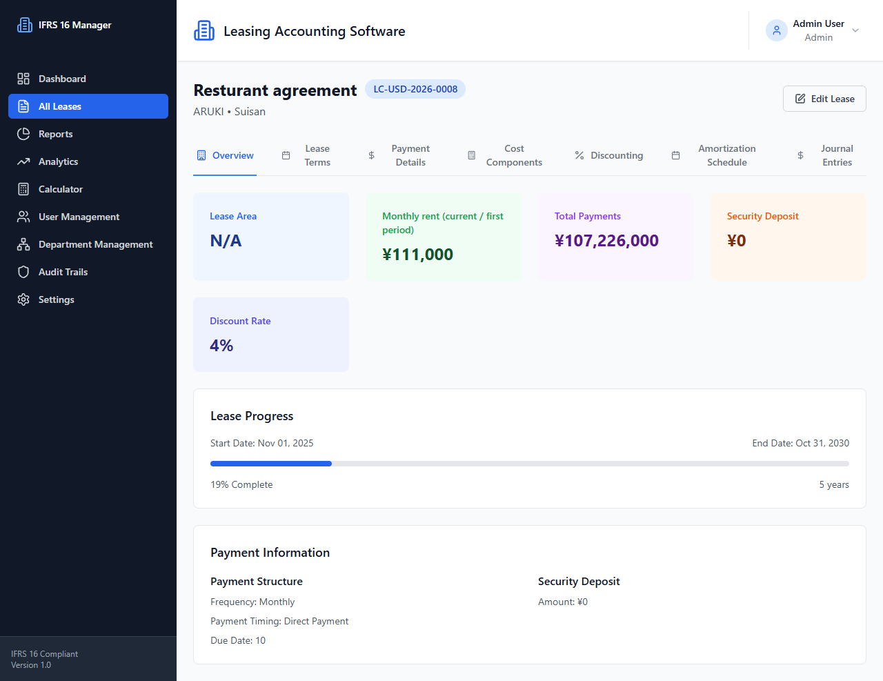 Lease Details page screenshot