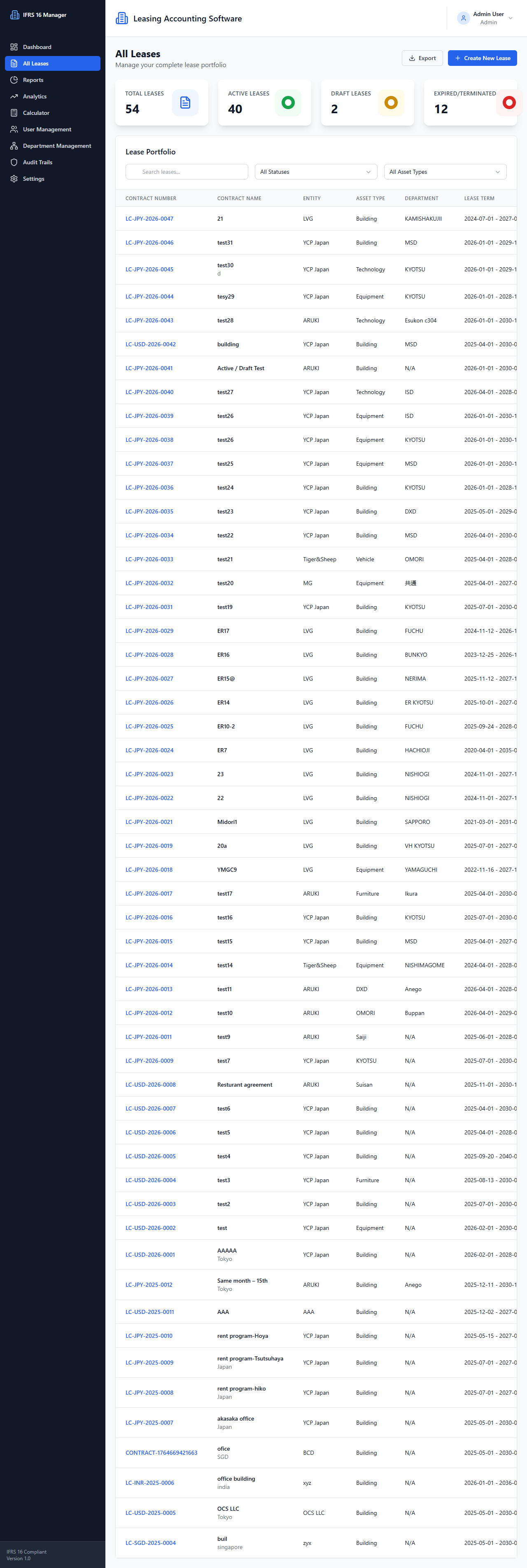 Leases page screenshot