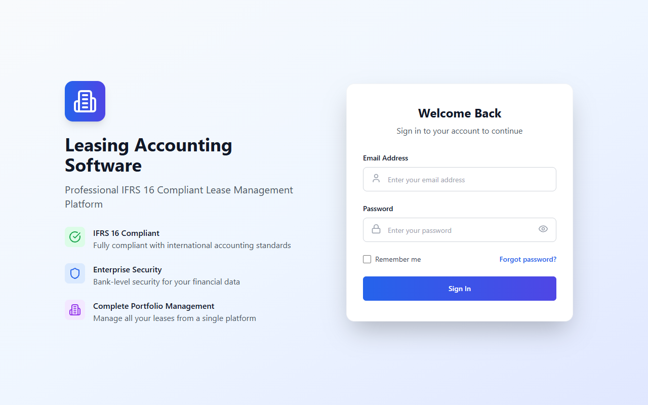 Login page screenshot