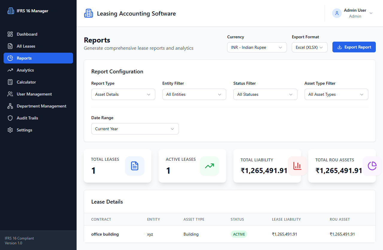 Reports page screenshot