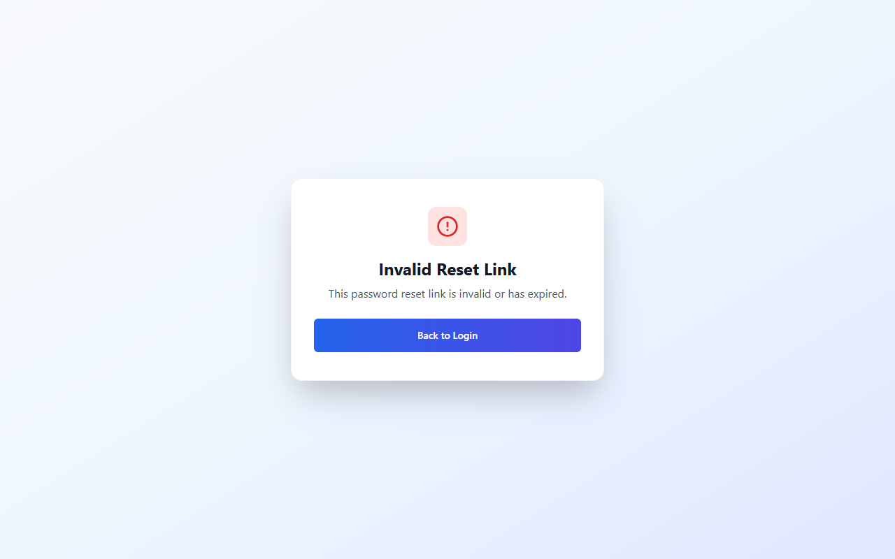 Reset Password page screenshot
